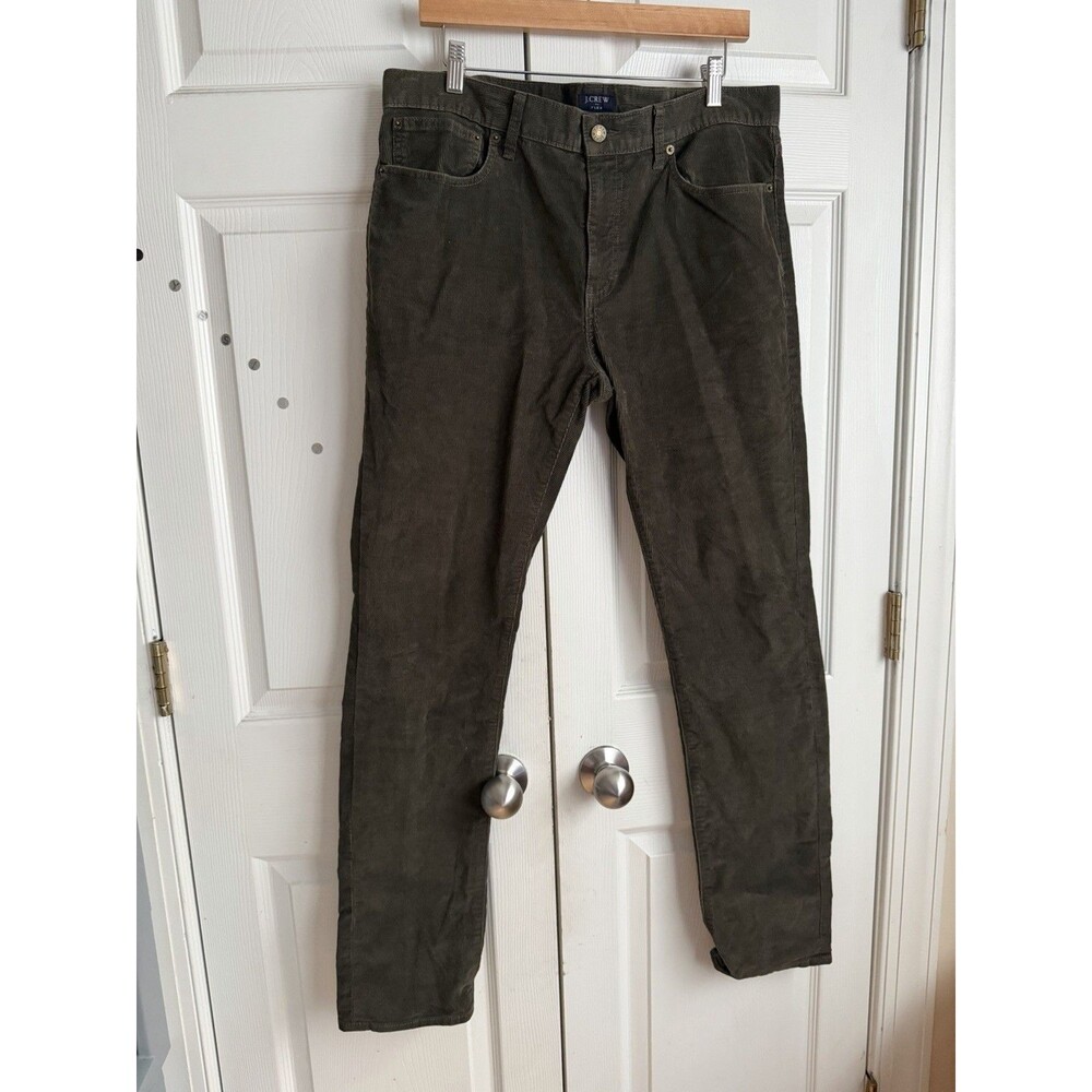 J Crew Corduroy Pants Mens 34X34 Green Corduroy Slim Fit Flex Fall Preppy